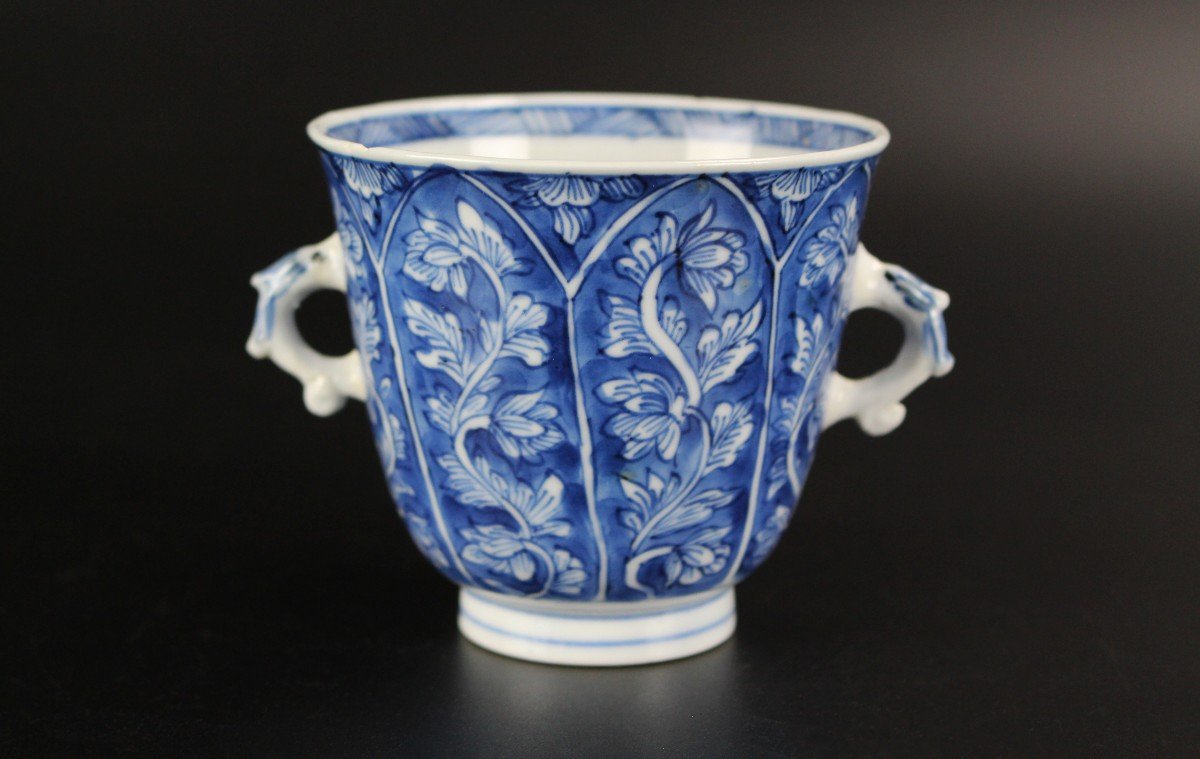Chinese Porcelain Kangxi Blue And White Chocolate Cup Marked Antique Qing Dynasty 18th Century-photo-3