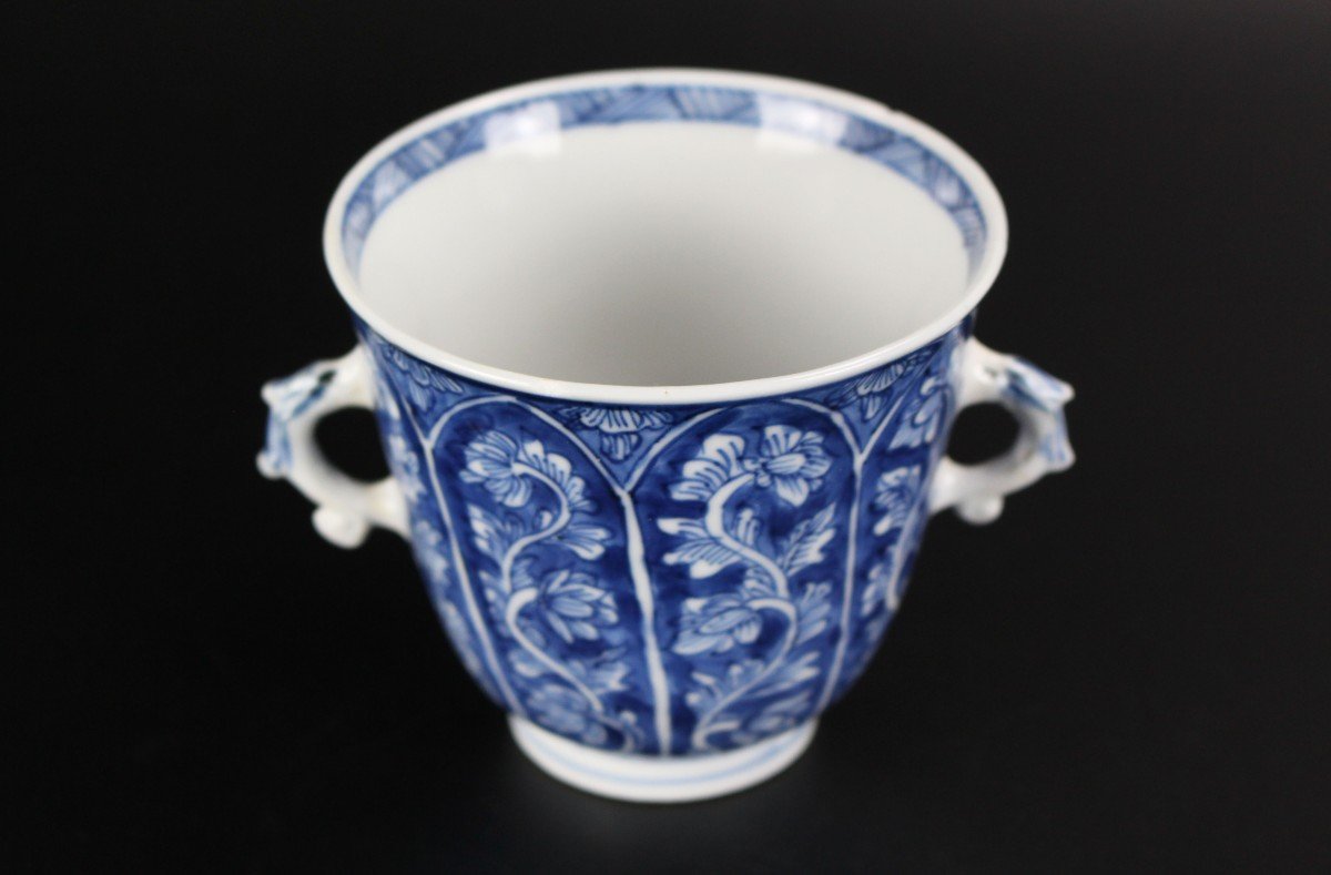 Chinese Porcelain Kangxi Blue And White Chocolate Cup Marked Antique Qing Dynasty 18th Century-photo-1