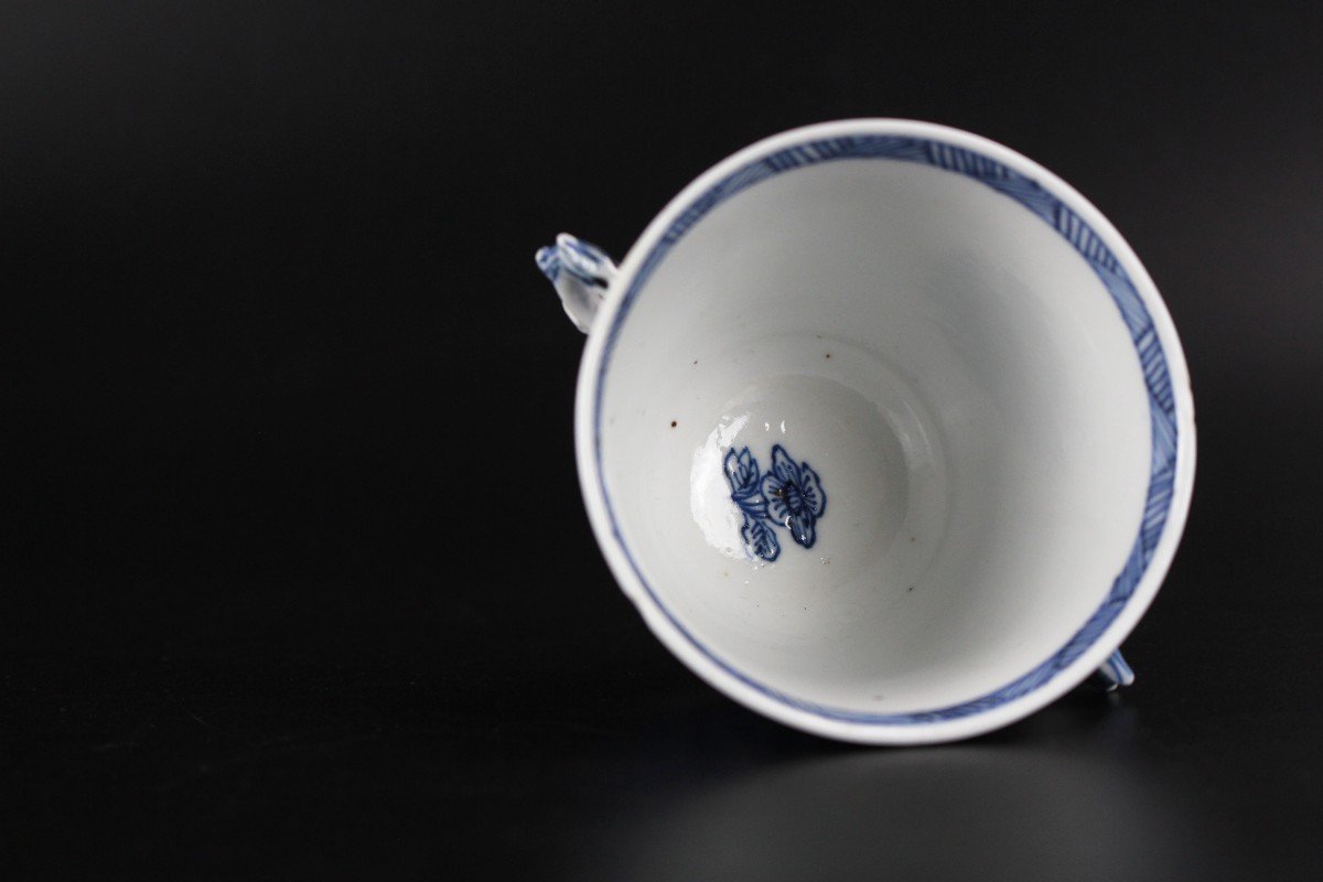 Chinese Porcelain Kangxi Blue And White Chocolate Cup Marked Antique Qing Dynasty 18th Century-photo-2