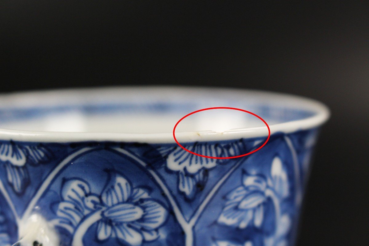 Chinese Porcelain Kangxi Blue And White Chocolate Cup Marked Antique Qing Dynasty 18th Century-photo-5