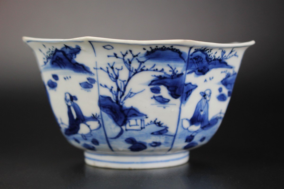 Porcelaine Chinoise Wanli / Bol De Transition Bleu Et Blanc Dynastie Ming Tianqi Antique Tasse -photo-4