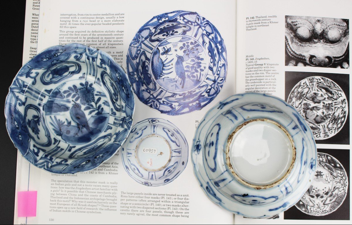 Chinese Porcelain Wanli Kraak Klapmuts Bowls Blue And White Ming Dynasty Antique 17th Century-photo-8