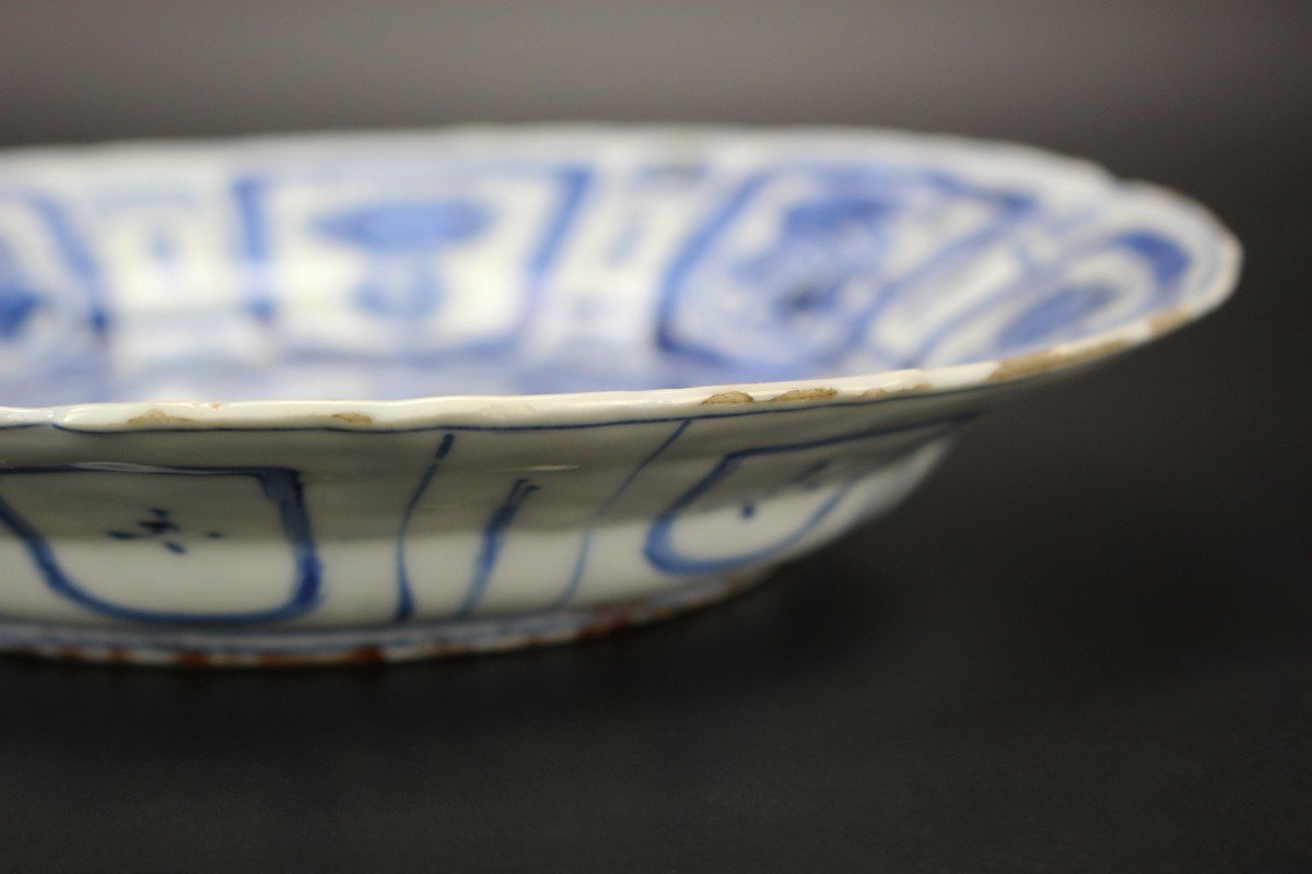 Assiette En Porcelaine Chinoise Wanli Kraak Bleu Et Blanc Dynastie Ming Antique 17ème Siècle-photo-2