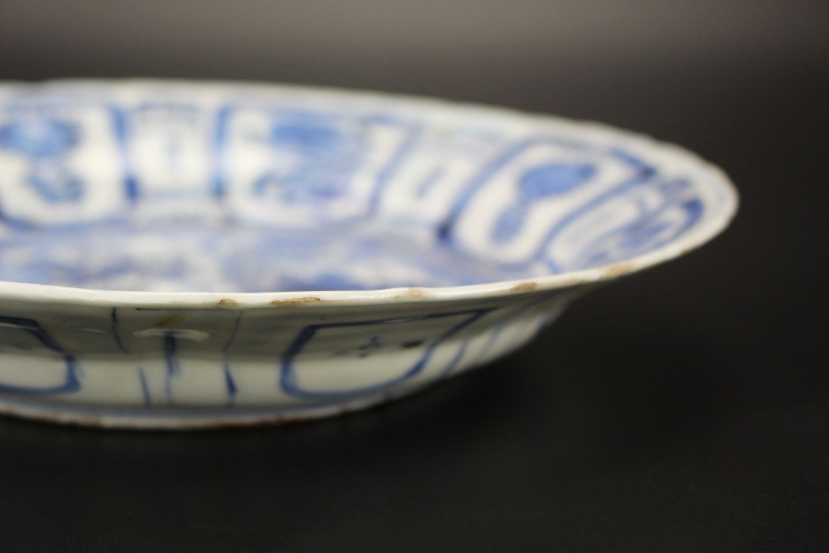 Assiette En Porcelaine Chinoise Wanli Kraak Bleu Et Blanc Dynastie Ming Antique 17ème Siècle-photo-4