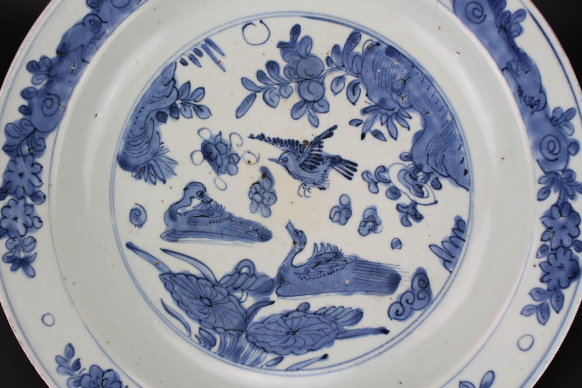 Grande Assiette Jiajing En Porcelaine Chinoise 35 Cm Plat Antique Bleu Et Blanc Dynastie Ming-photo-3