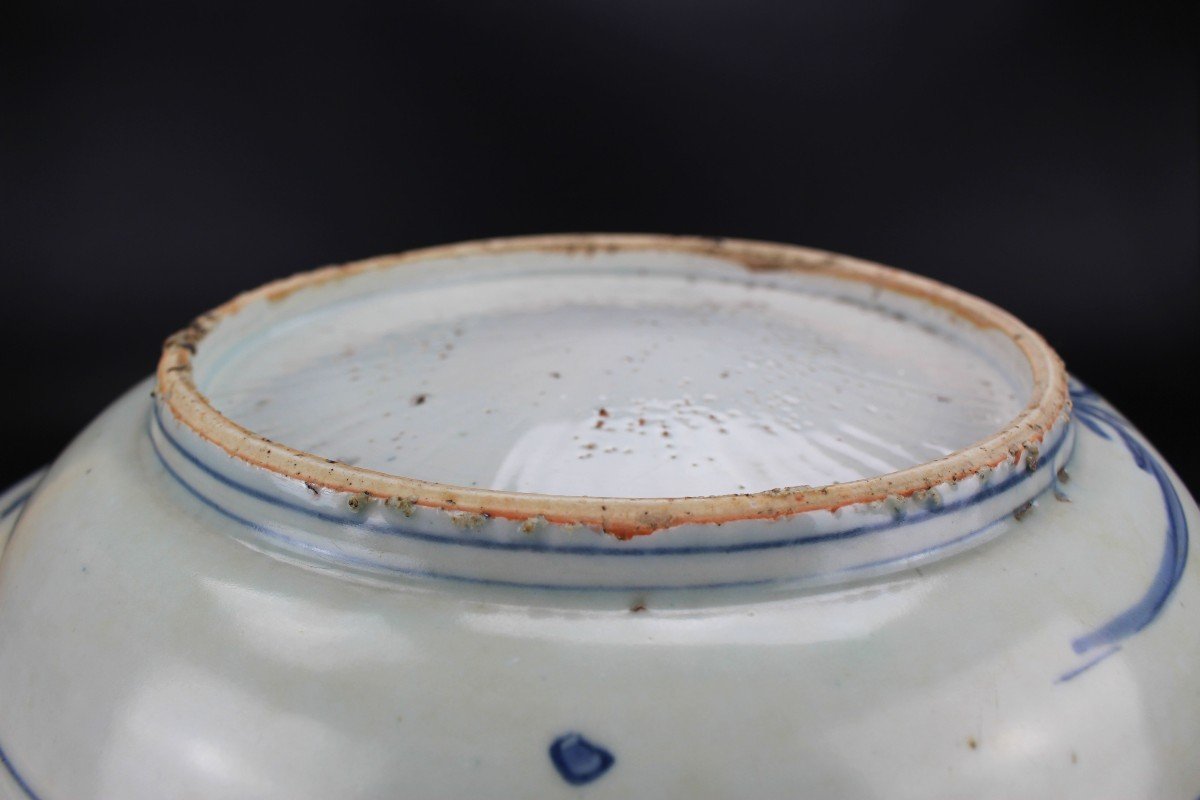 Grande Assiette Jiajing En Porcelaine Chinoise 35 Cm Plat Antique Bleu Et Blanc Dynastie Ming-photo-4