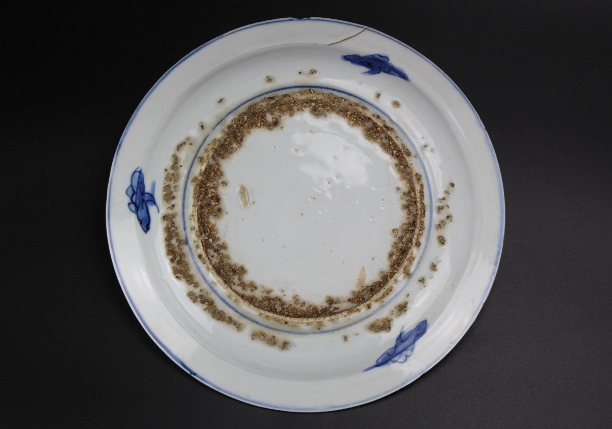 Porcelaine Chinoise Tianqi Chongzheng Plat Bleu Et Blanc Dynastie Ming Antique Assiette Antique-photo-4