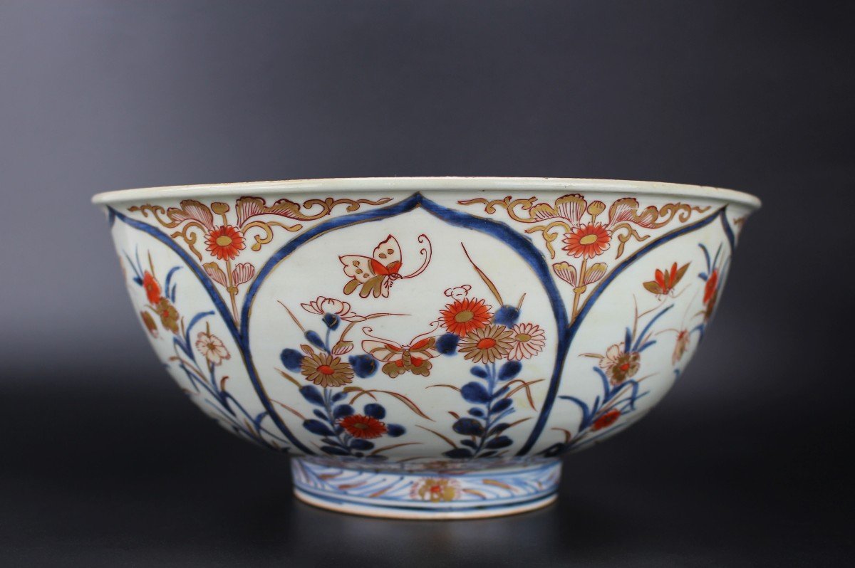 Japanese Porcelain Edo Period Large Bowl Antique Early 18th Century Imari Vessel Edo 1603-1868-photo-2