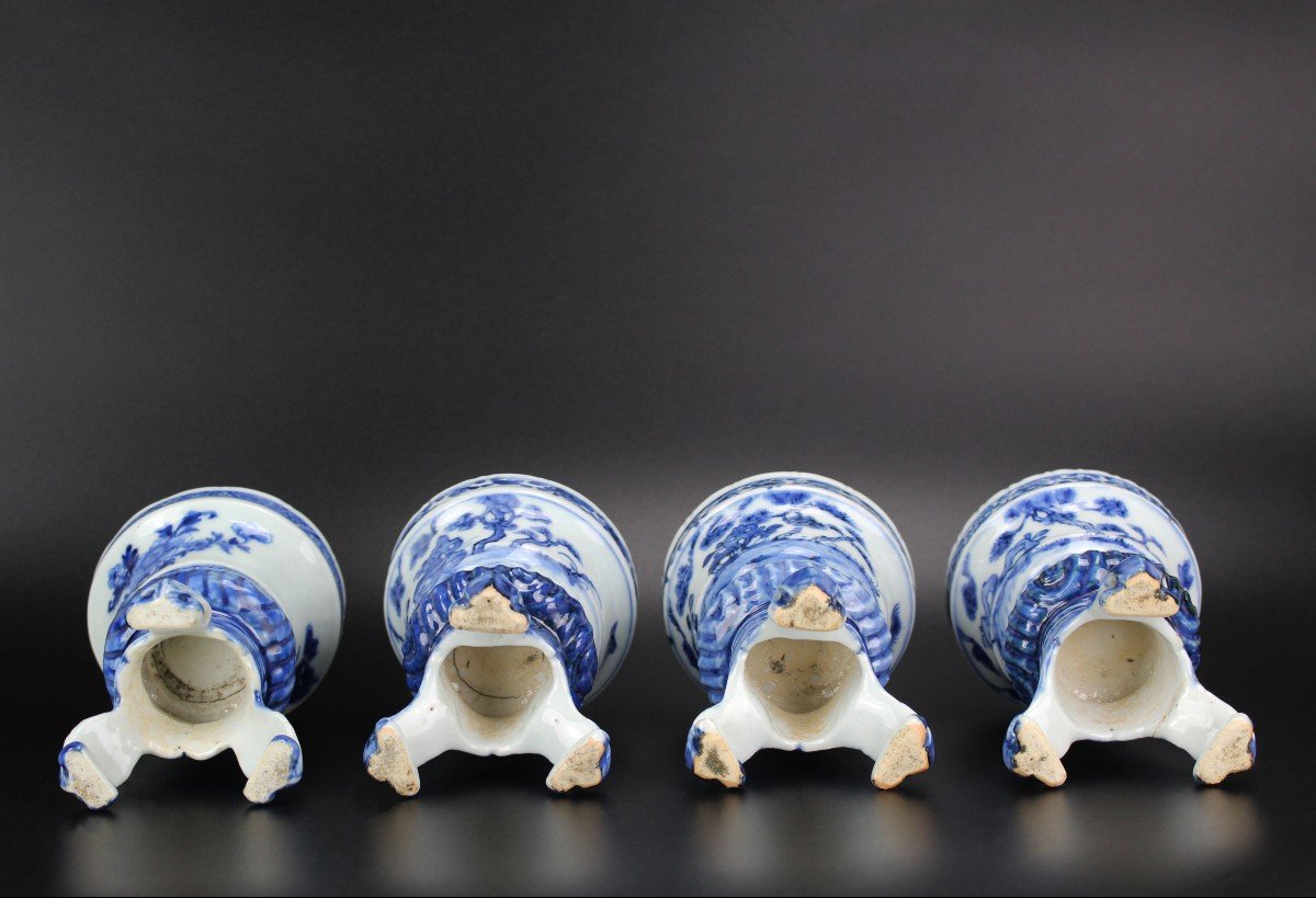 Porcelaine Chinoise Qianlong Bleu Et Blanc 18e Siècle Salières Dynastie Qing Vers 1740-1760-photo-3