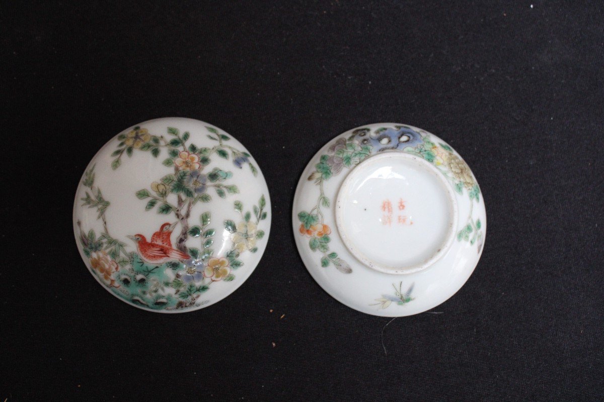 Chinese Porcelain Fencai Seal Paste Box Late Qing Dynasty / Republic Period Early 20th Century-photo-4