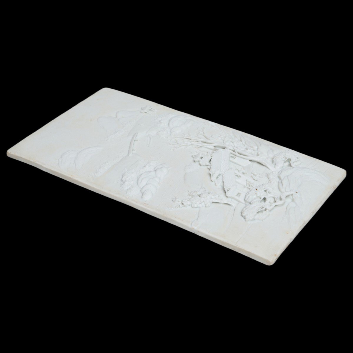 Plaque En Biscuit Blanc Sculpté Porcelaine Chinoise Tongzhi / Guangxu XIXe Siècle Chen Guozhi-photo-4