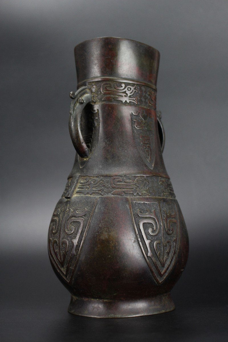 Chinese Bronze Vase Ming Dynasty 16th Century / 17th Century Antique Archaic Flower Vase-photo-4