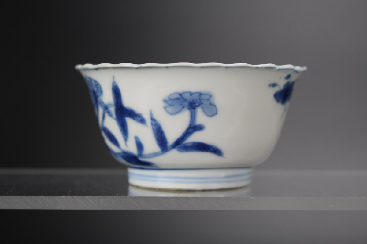 Kangxi Bleu Et Blanc 6 Tasses à Thé Et 8 Soucoupes Marquées Dynastie Qing Antique Porcelaine-photo-4