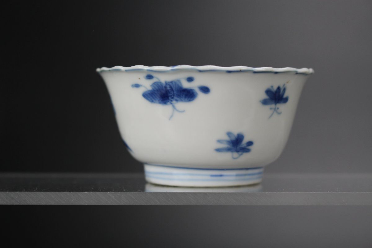 Kangxi Bleu Et Blanc 6 Tasses à Thé Et 8 Soucoupes Marquées Dynastie Qing Antique Porcelaine-photo-5