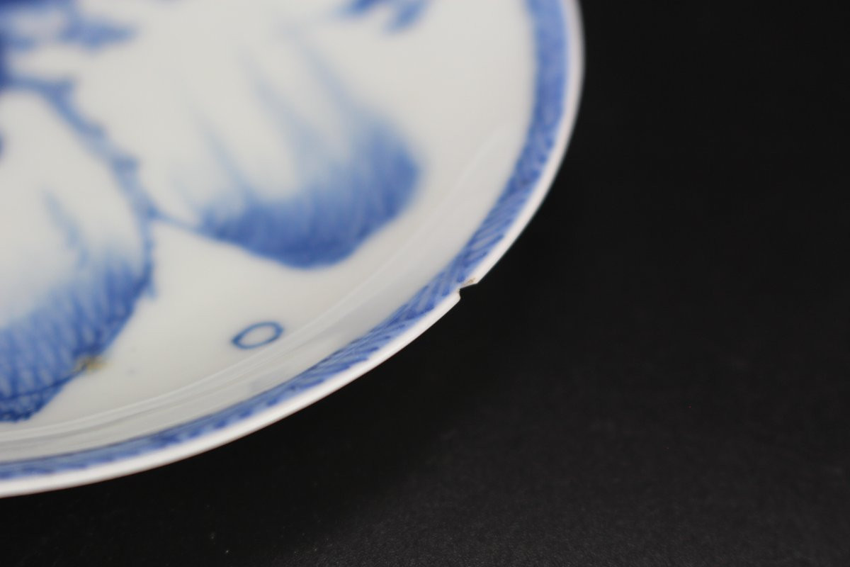 Assiette Soucoupe En Porcelaine Chinoise Kangxi / Yongzheng | Plat à Thé Antique Bleu Et Blanc -photo-7