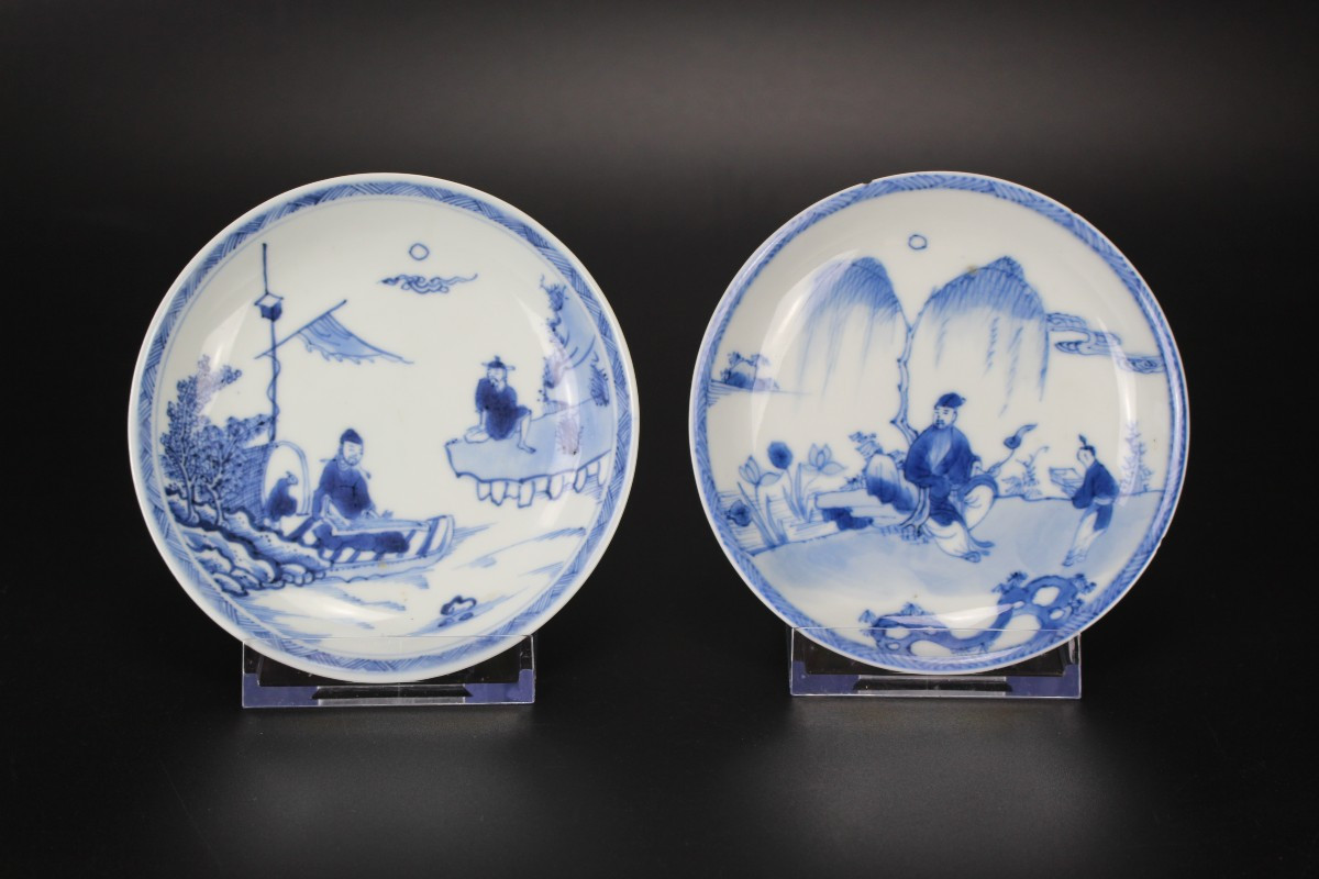 Assiette Soucoupe En Porcelaine Chinoise Kangxi / Yongzheng | Plat à Thé Antique Bleu Et Blanc 