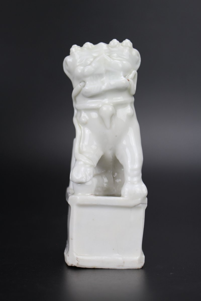 Porte-encens En Porcelaine Chinoise Kangxi Blanc De Chine, Figurine De Lion Foo Sculpture Dehua-photo-2