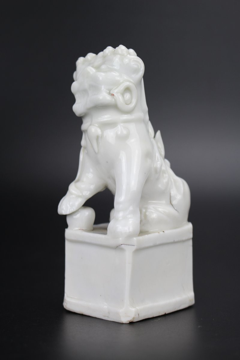 Porte-encens En Porcelaine Chinoise Kangxi Blanc De Chine, Figurine De Lion Foo Sculpture Dehua-photo-3
