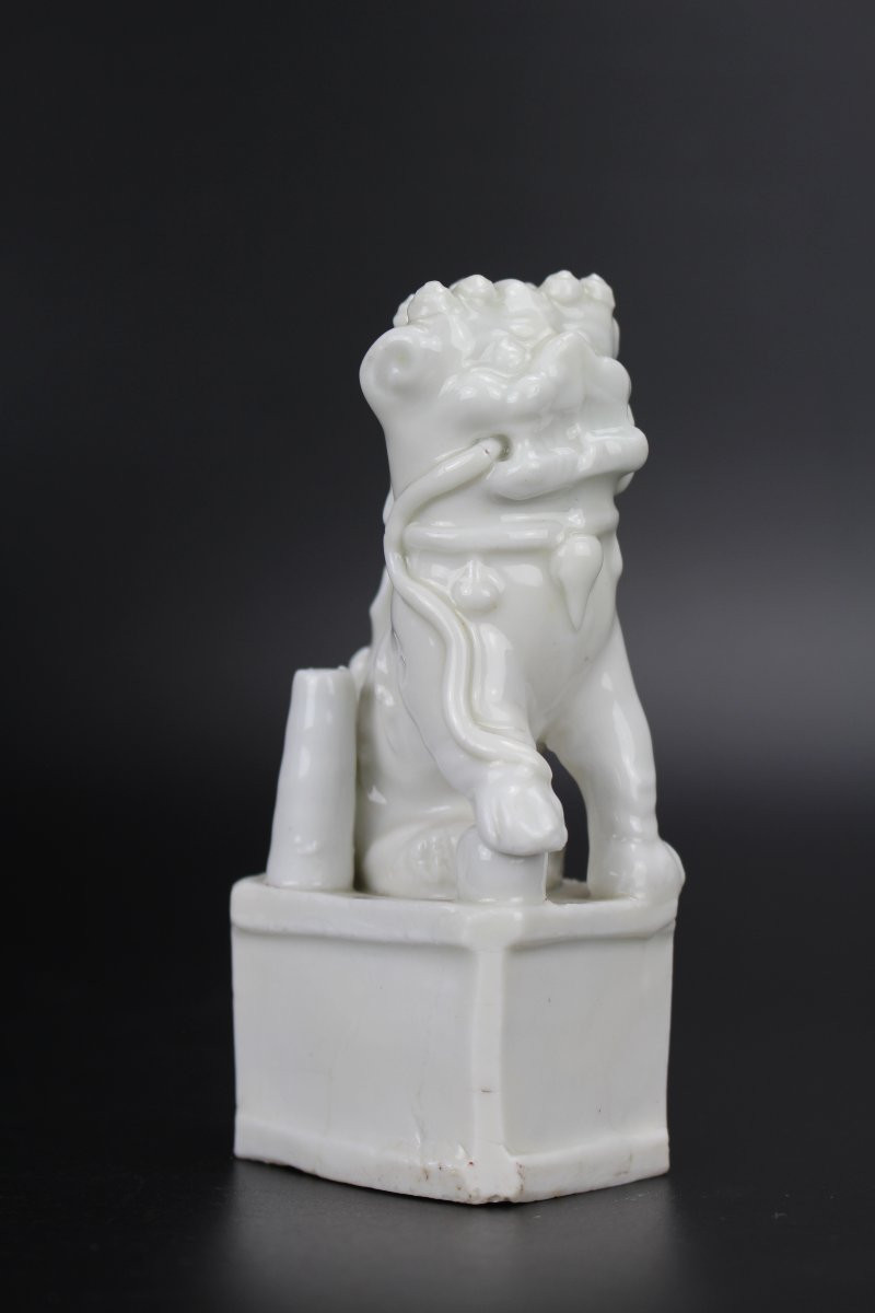 Porte-encens En Porcelaine Chinoise Kangxi Blanc De Chine, Figurine De Lion Foo Sculpture Dehua-photo-3