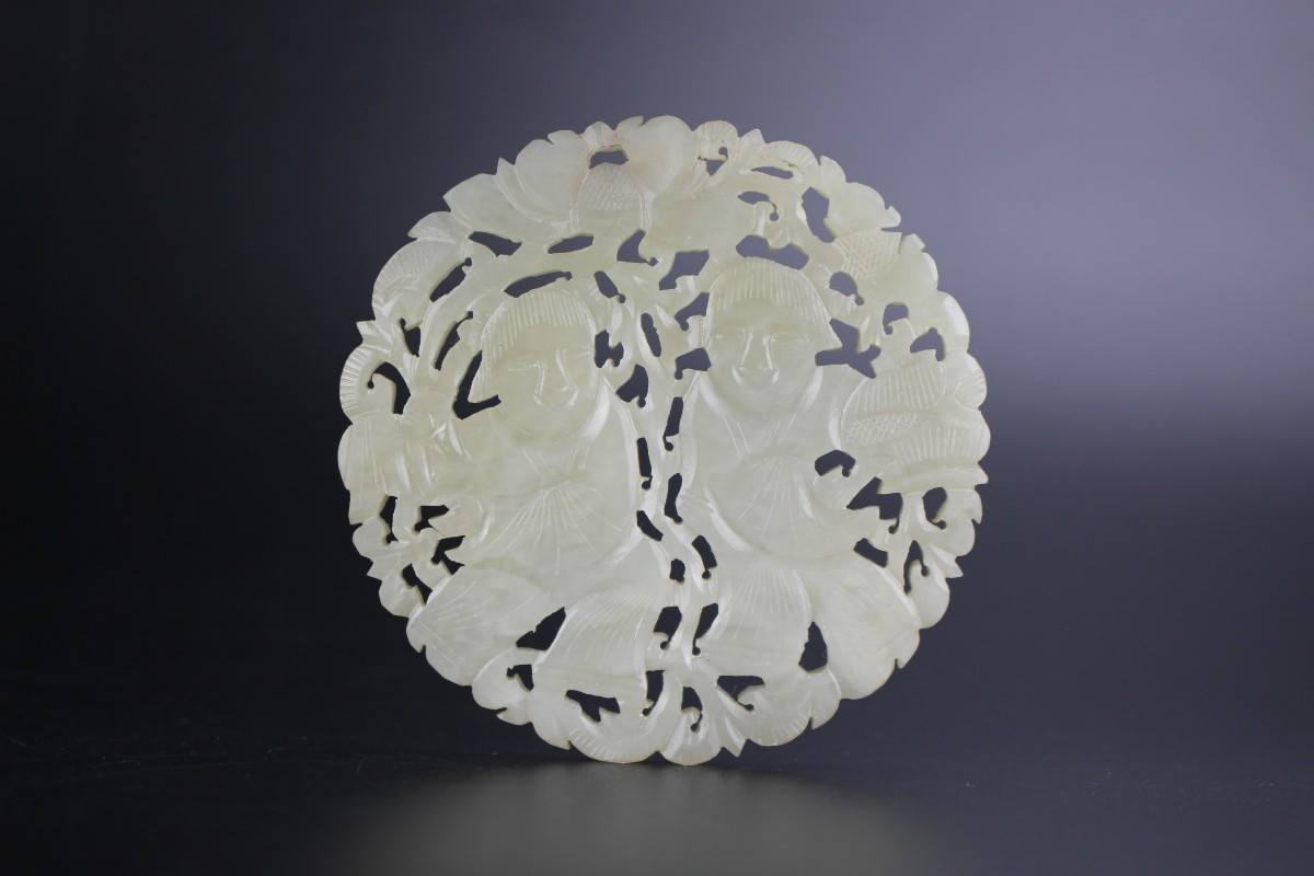 Plaque de jade chinoise, période de la République, début du XXe siècle, sculpture en jadéite