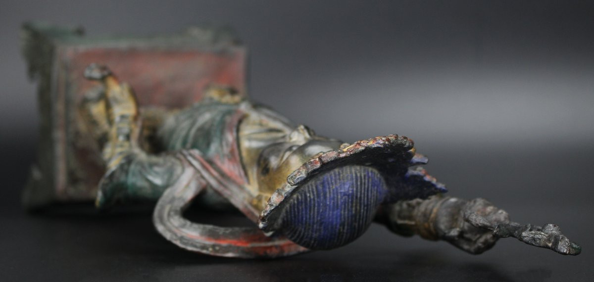 Chinese Ming Bronze Buddha Sculpture Deity Figure Antique Statue 16th Century 17th Century-photo-3