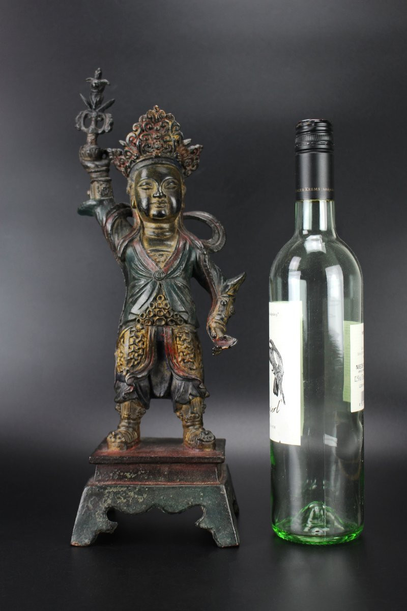 Chinese Ming Bronze Buddha Sculpture Deity Figure Antique Statue 16th Century 17th Century-photo-5