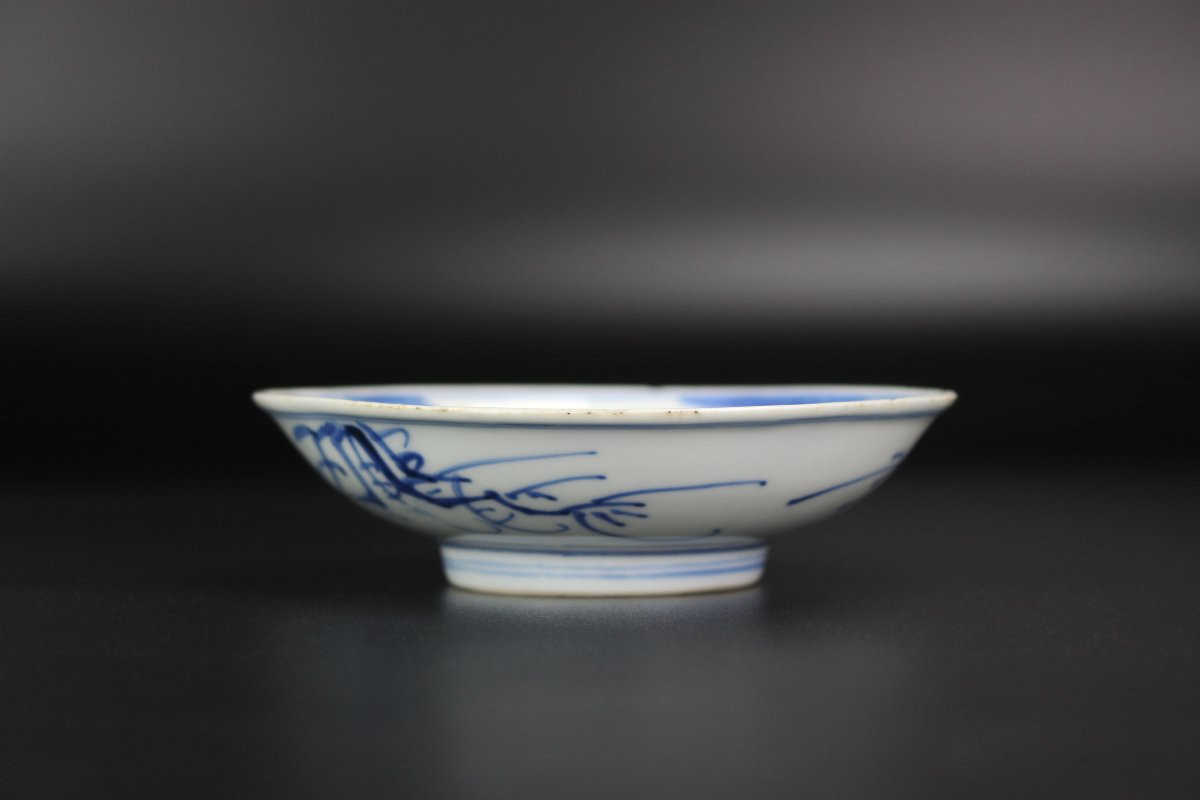 Assiette en porcelaine chinoise Kangxi bleu et blanc du XVIIe siècle, bol de pêcheur Qing-photo-2