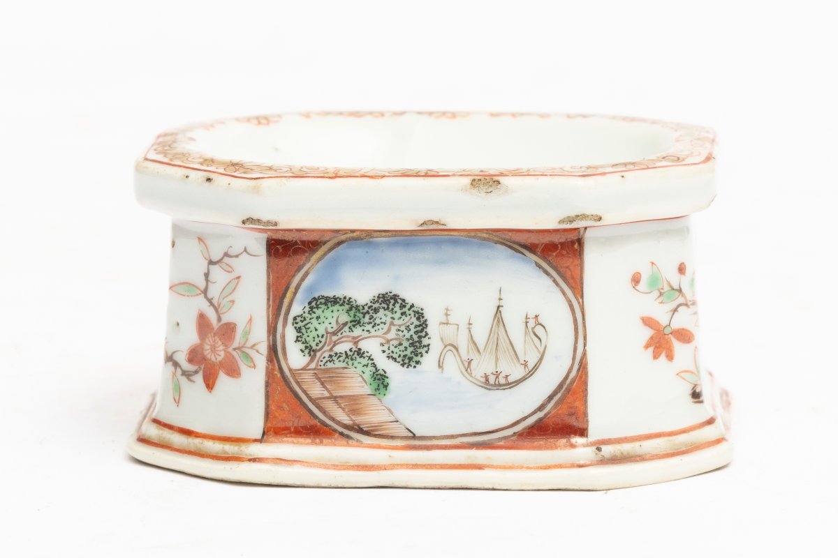 Salière en porcelaine polychrome de Chine famille rose XVIIIe siècle, Chine de Commande antique-photo-2