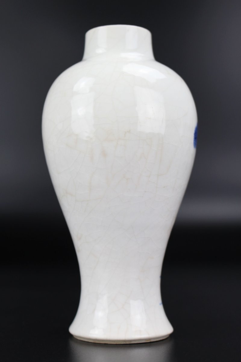 Vase en porcelaine chinoise du XVIIIe siècle, pâte tendre bleue et blanche, vase Huashi antique-photo-4