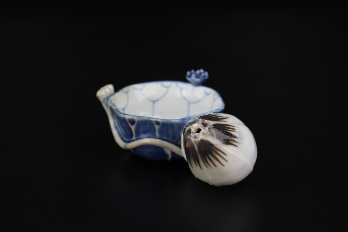 Porcelaine chinoise Kangxi bleu et blanc du XVIIIᵉ siècle, dynastie Qing, compte-gouttes à eau 