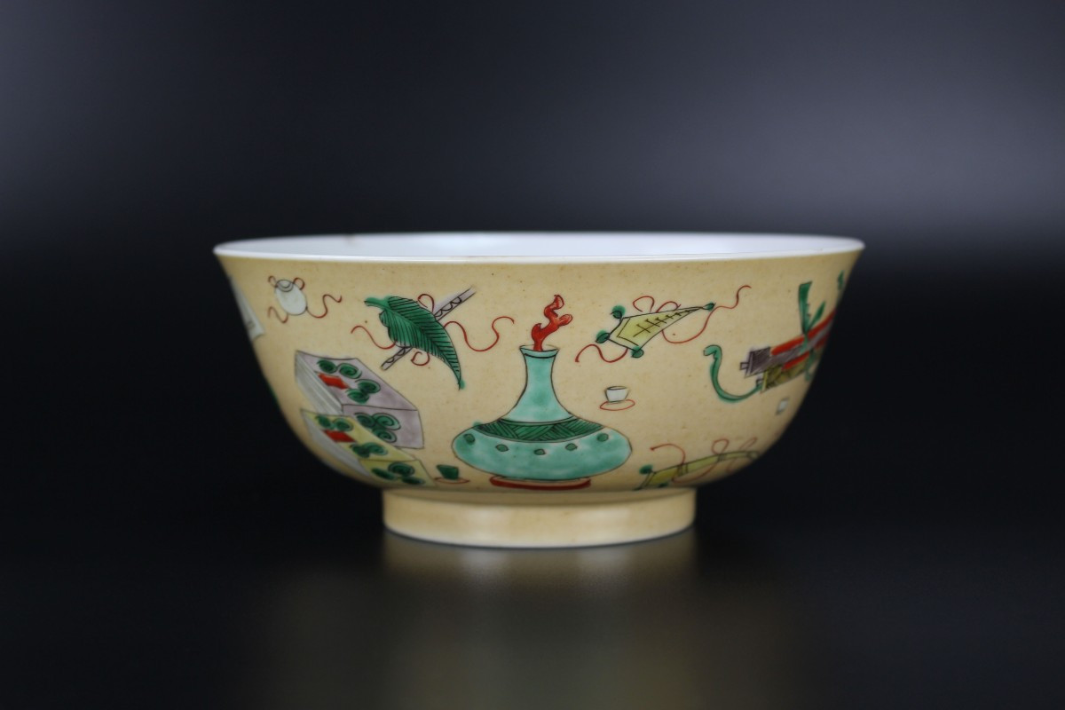 Kangxi Chinese Porcelain Famille Verte 18th Century Qing Dynasty C 1700 - 1720 Hundred Antiques