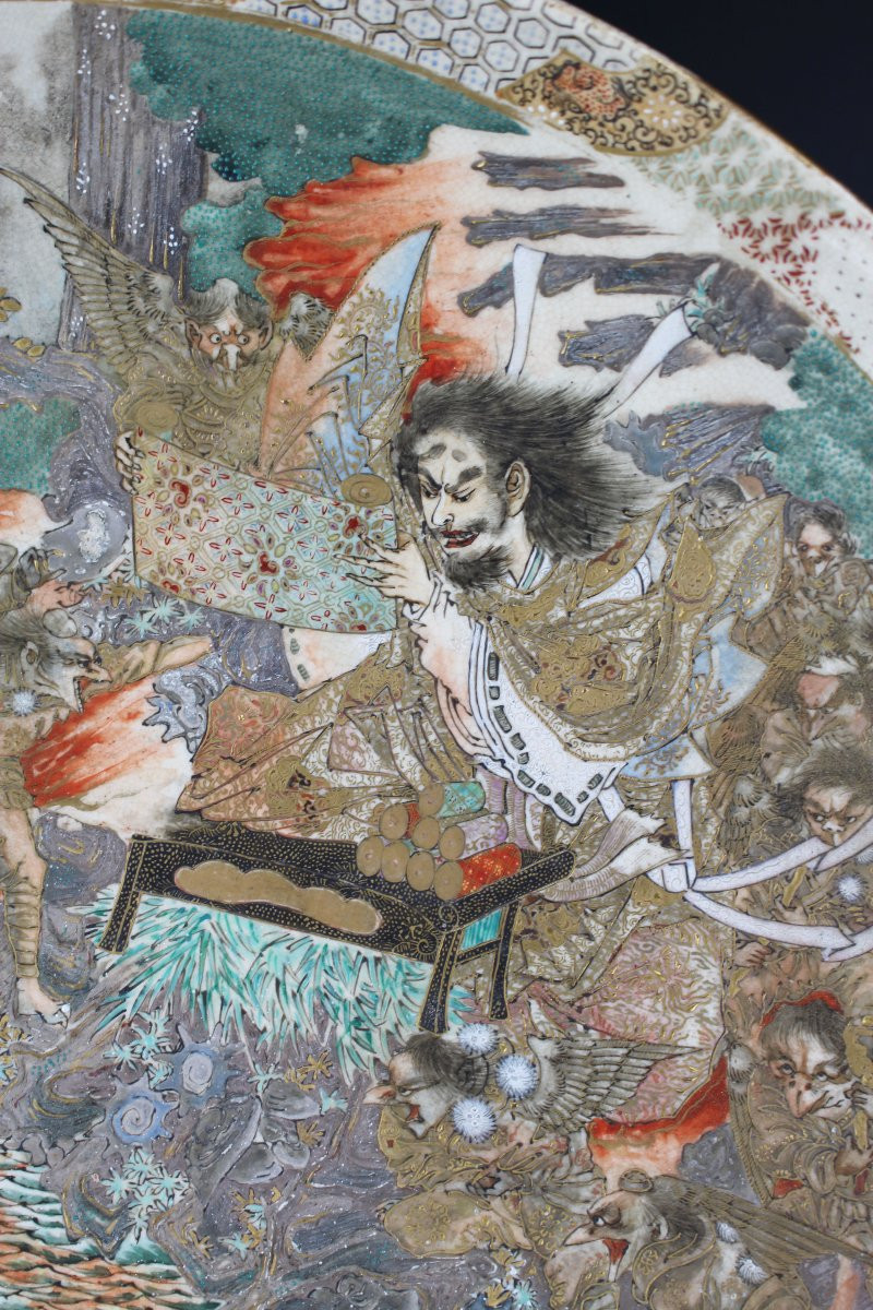 Japanese Porcelain Satsuma Plate Meiji Period (1868-1912) 19th Century Antique Ceramics Dish-photo-2