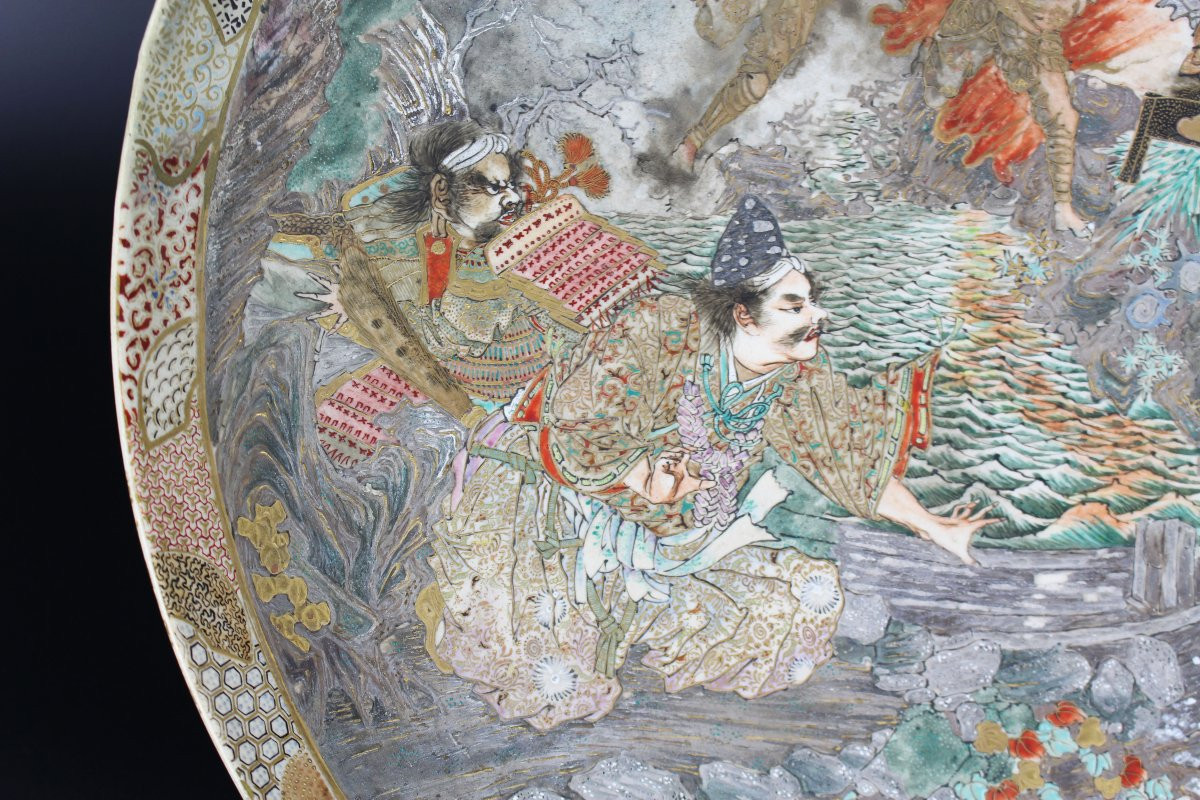 Japanese Porcelain Satsuma Plate Meiji Period (1868-1912) 19th Century Antique Ceramics Dish-photo-3