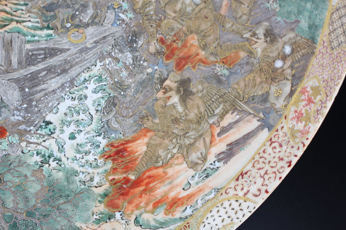 Japanese Porcelain Satsuma Plate Meiji Period (1868-1912) 19th Century Antique Ceramics Dish-photo-2