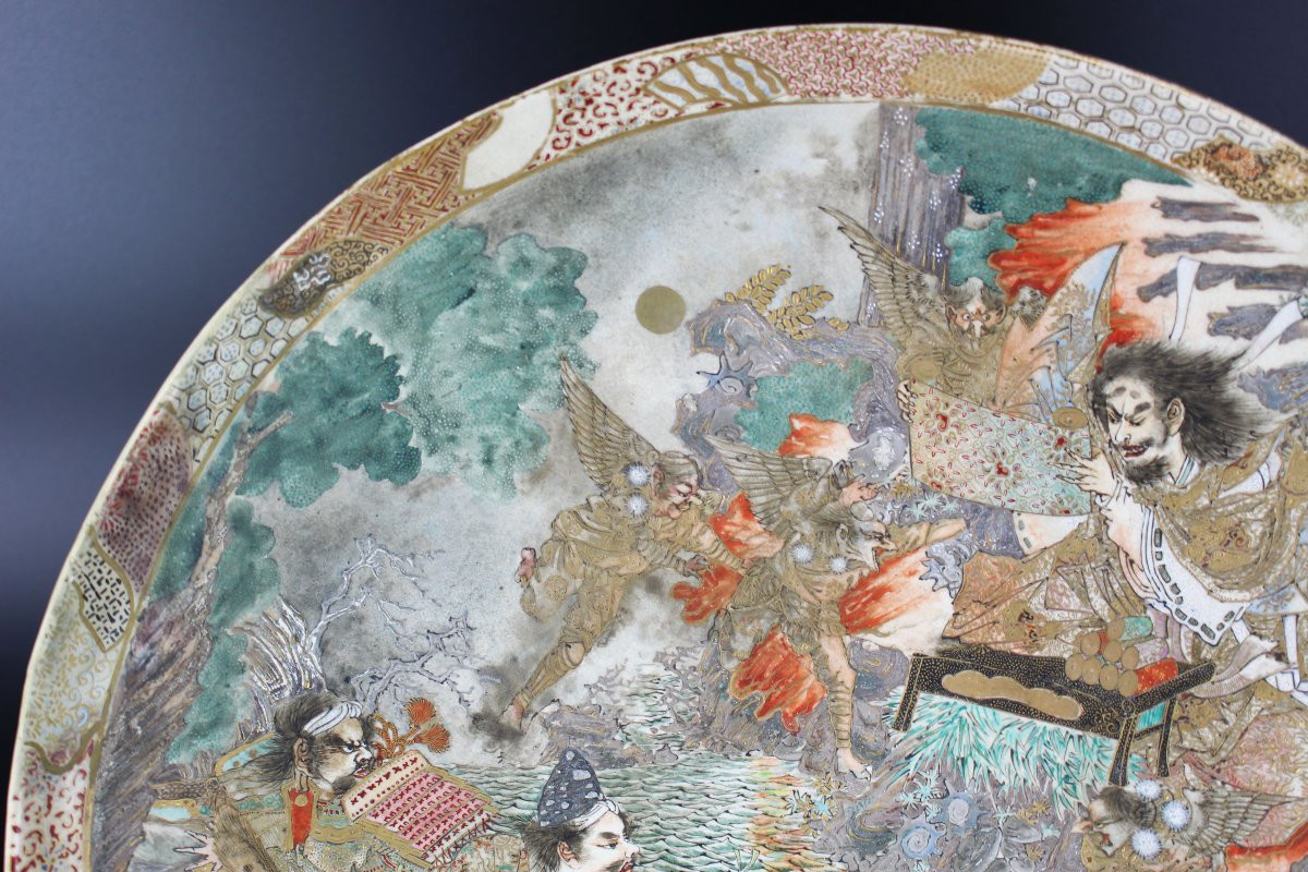 Japanese Porcelain Satsuma Plate Meiji Period (1868-1912) 19th Century Antique Ceramics Dish-photo-5