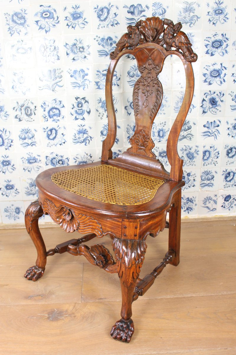 Paire de chaises coloniales hollandaises en bois de satin, Galle, Ceylan, XVIIIe siècle-photo-2