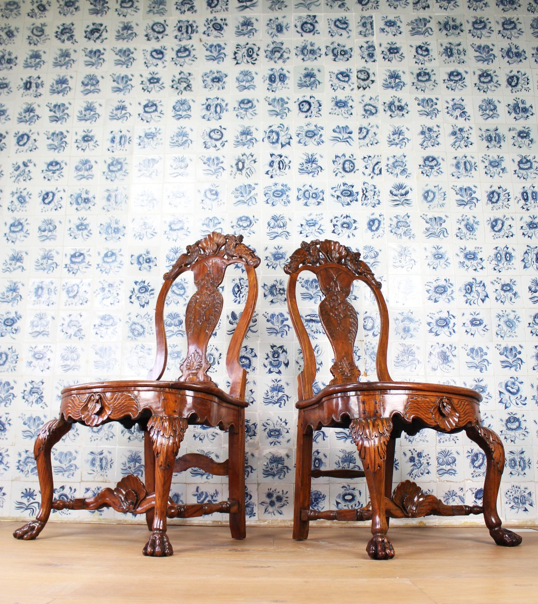 Paire de chaises coloniales hollandaises en bois de satin, Galle, Ceylan, XVIIIe siècle