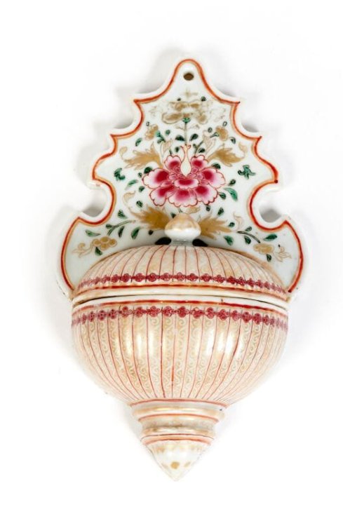 Bol mural ou bénitier en porcelaine de la famille rose de Chine, dynastie Qing période Qianlong-photo-3