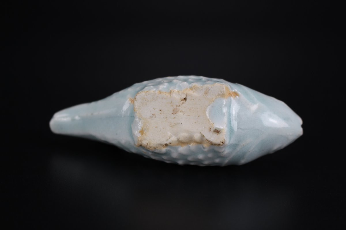 Compte-gouttes en porcelaine chinoise Qingbai, en forme de poisson, dynastie Yuan (1279-1368)-photo-8