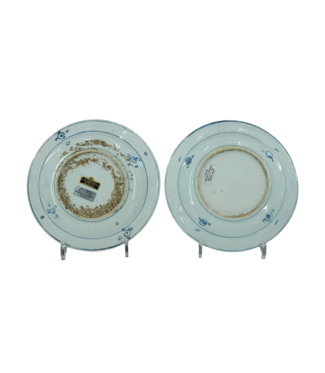 Deux plats en porcelaine chinoise bleue et blanche à inscriptions, Ko-Sometsuke, période Tianqi-photo-4