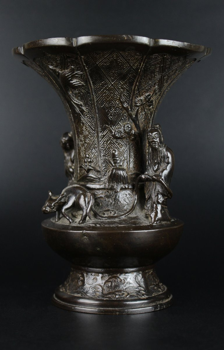 Vase en bronze japonais, époque Edo (1603-1868), première moitié du XVIIe siècle ou XIXe siècle-photo-4