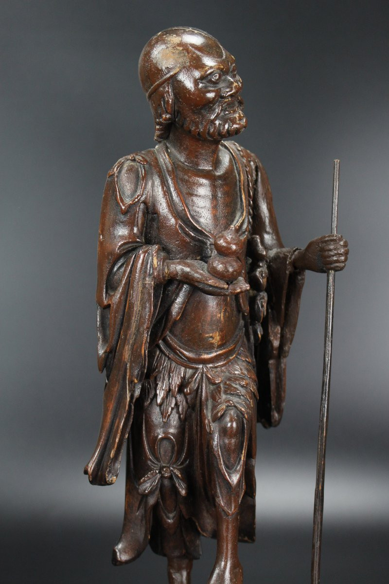 Figurine chinoise en bois laqué de Li Tieguai, dynastie Qing, XVIIIe/XIXe siècle-photo-2