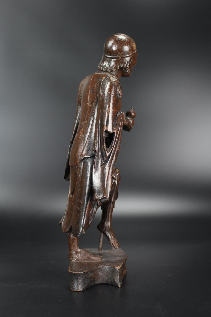 Figurine chinoise en bois laqué de Li Tieguai, dynastie Qing, XVIIIe/XIXe siècle-photo-3