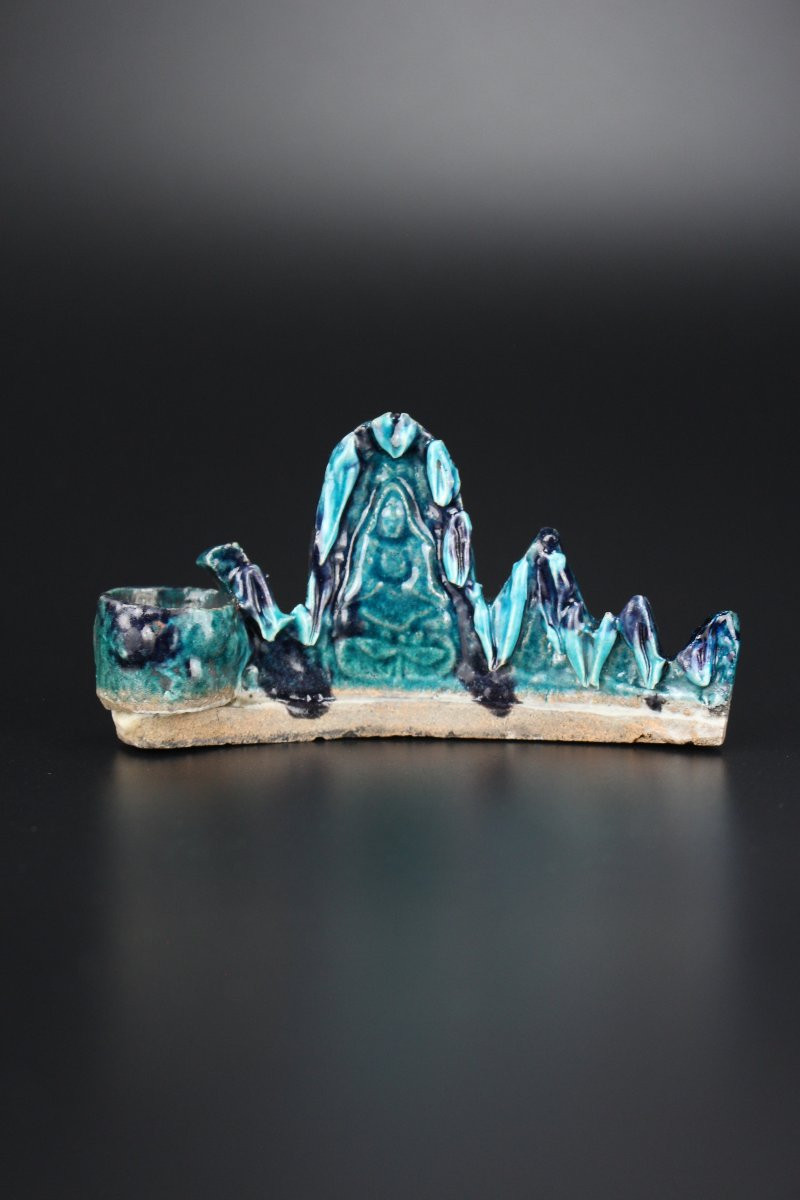 Repose-pinceaux en porcelaine chinoise turquoise, Kangxi et de la dynastie Qing-photo-1