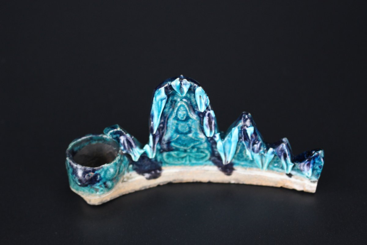 Repose-pinceaux en porcelaine chinoise turquoise, Kangxi et de la dynastie Qing-photo-2