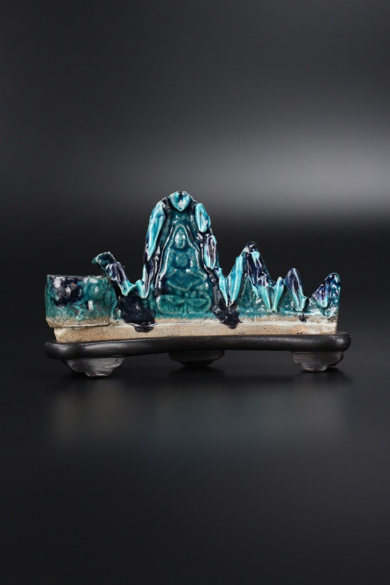 Repose-pinceaux en porcelaine chinoise turquoise, Kangxi et de la dynastie Qing