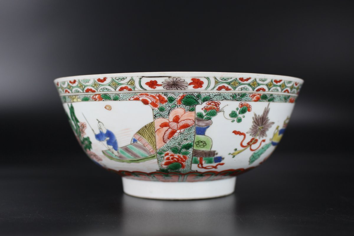 A Chinese Porcelain Famille Verte Bowl, Kangxi Period, 17th / 18th Century, Qing Dynasty-photo-3