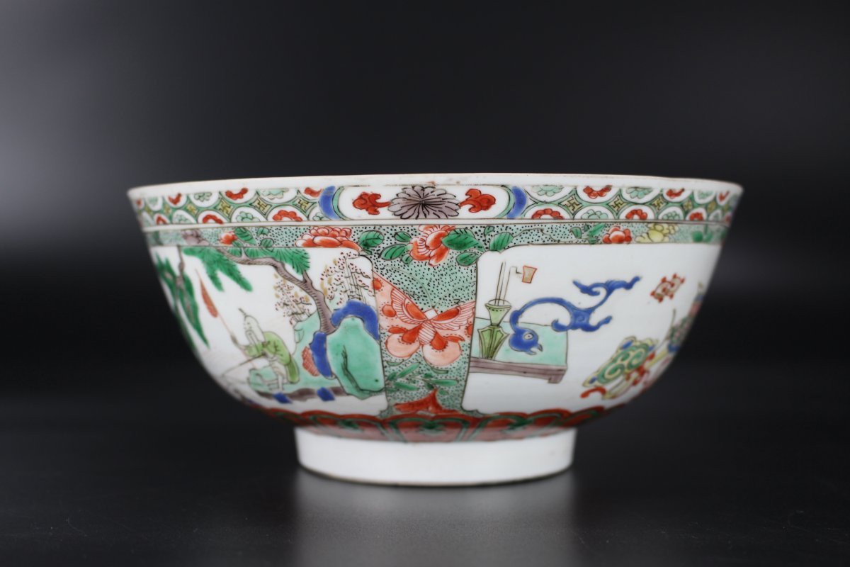 A Chinese Porcelain Famille Verte Bowl, Kangxi Period, 17th / 18th Century, Qing Dynasty-photo-3