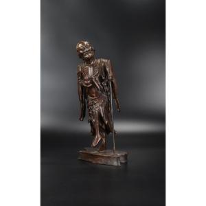 Figurine chinoise en bois laqué de Li Tieguai, dynastie Qing, XVIIIe/XIXe siècle