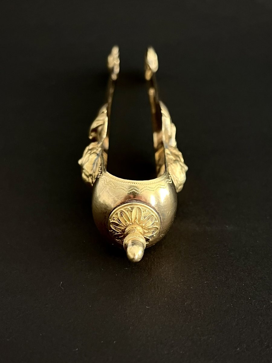 Vermeil Sugar Tongs With Sculptor's Bust - Michelangelo ? Restoration Period, 19th Century-photo-4